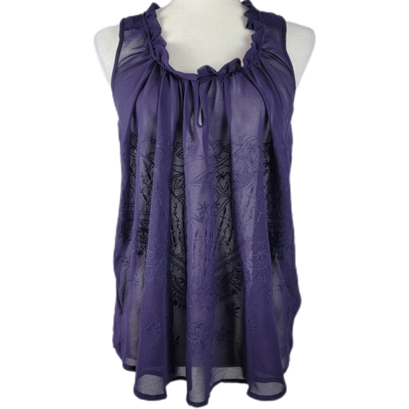 Anthropologie Tops - Yaya Nom de Plume Purple Sheer Top medium Anthropologie